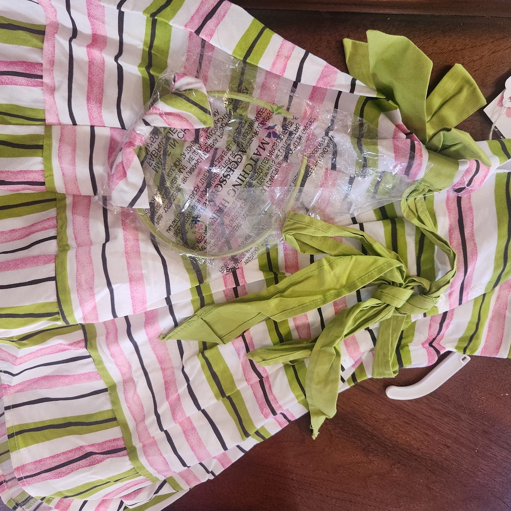 Girls Striped Sundress with Lime Bow - Kids Dresses Casual - Picture 2 of 6